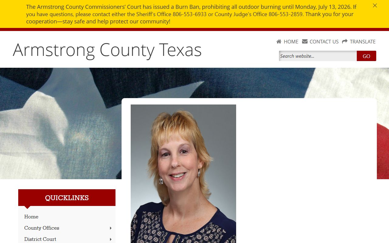 Armstrong County court records after jail arrest District Clerk page