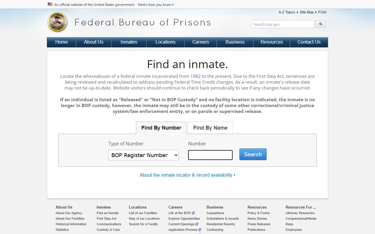 Armstrong County inmate records federal BOP inmate locator