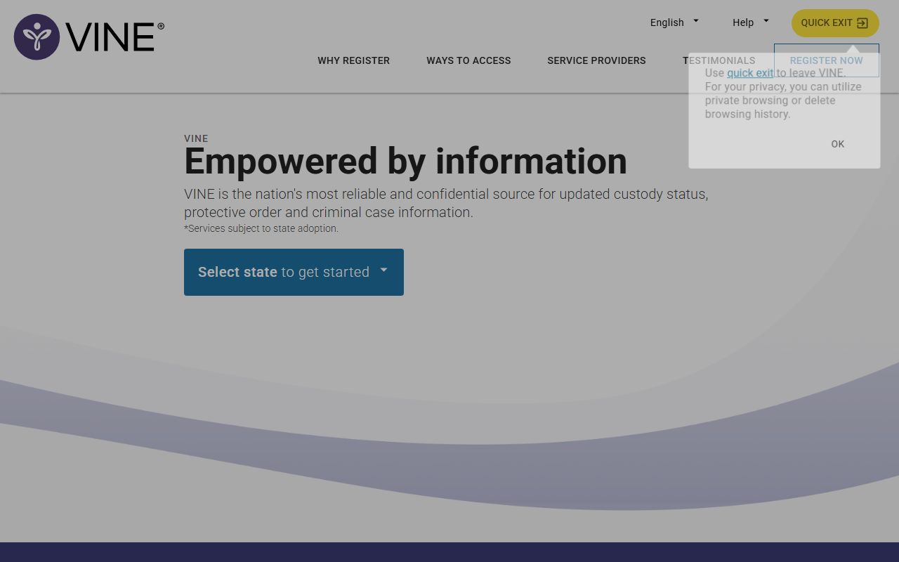 Armstrong County inmate records Texas VINELink custody search page
